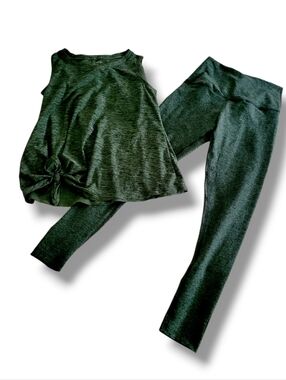 Herizon | EUC Dark Marled Green Activewear Tank/Leggings Bundle (SIZE S)